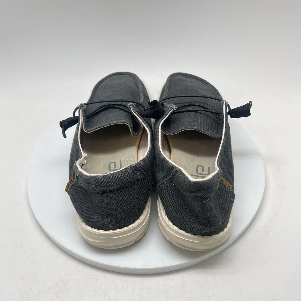 Hey Dude Shoes Womens 10 Wendy Chambray Gray Canvas Walking Casual Slip Ons‎
